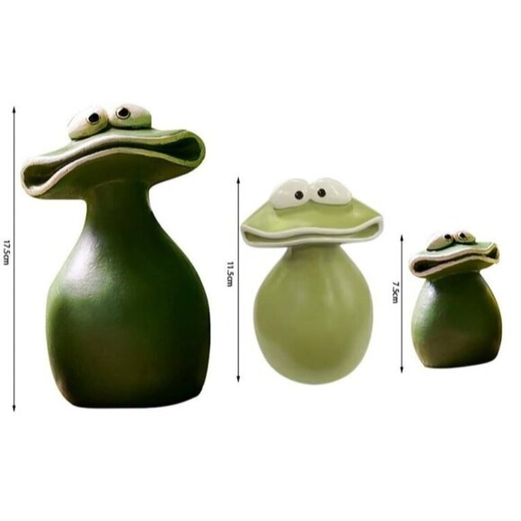 New Big Mouth Frog Family Waterproof Resin Decoration Statue Figurine - Set of 3 - Picture 8 of 12